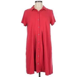 J. Jill Pima Cotton Blend Short Sleeve Shirtdress Red Women's Petite L